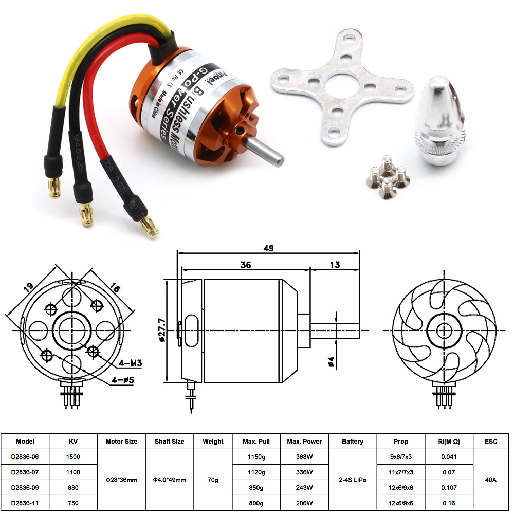 RC Motor D2836 750KV 1500KV 88 - Rc Helicopter Parts ulasan dan harga